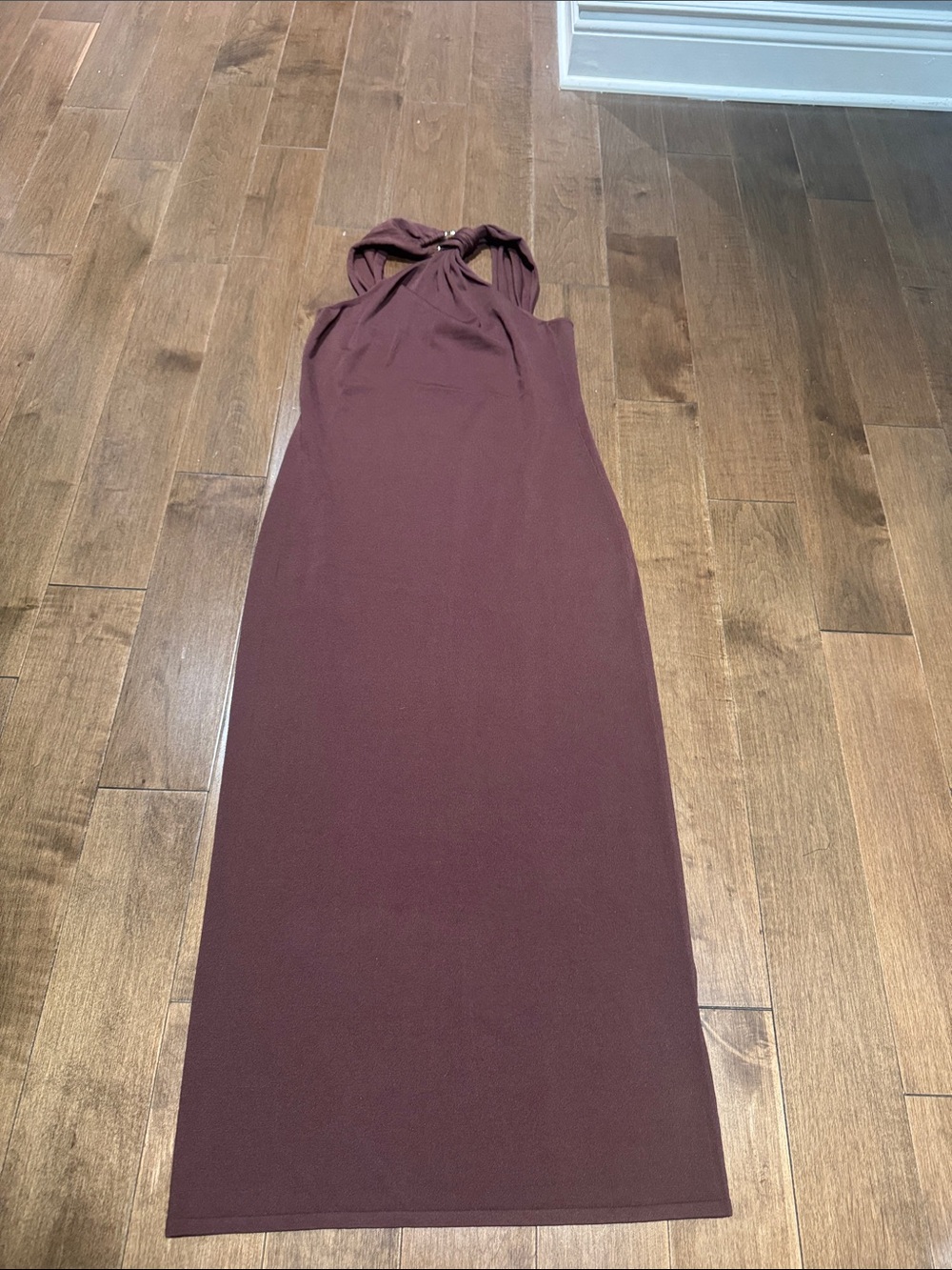 Zara Twist Halter Maxi Dress in brown